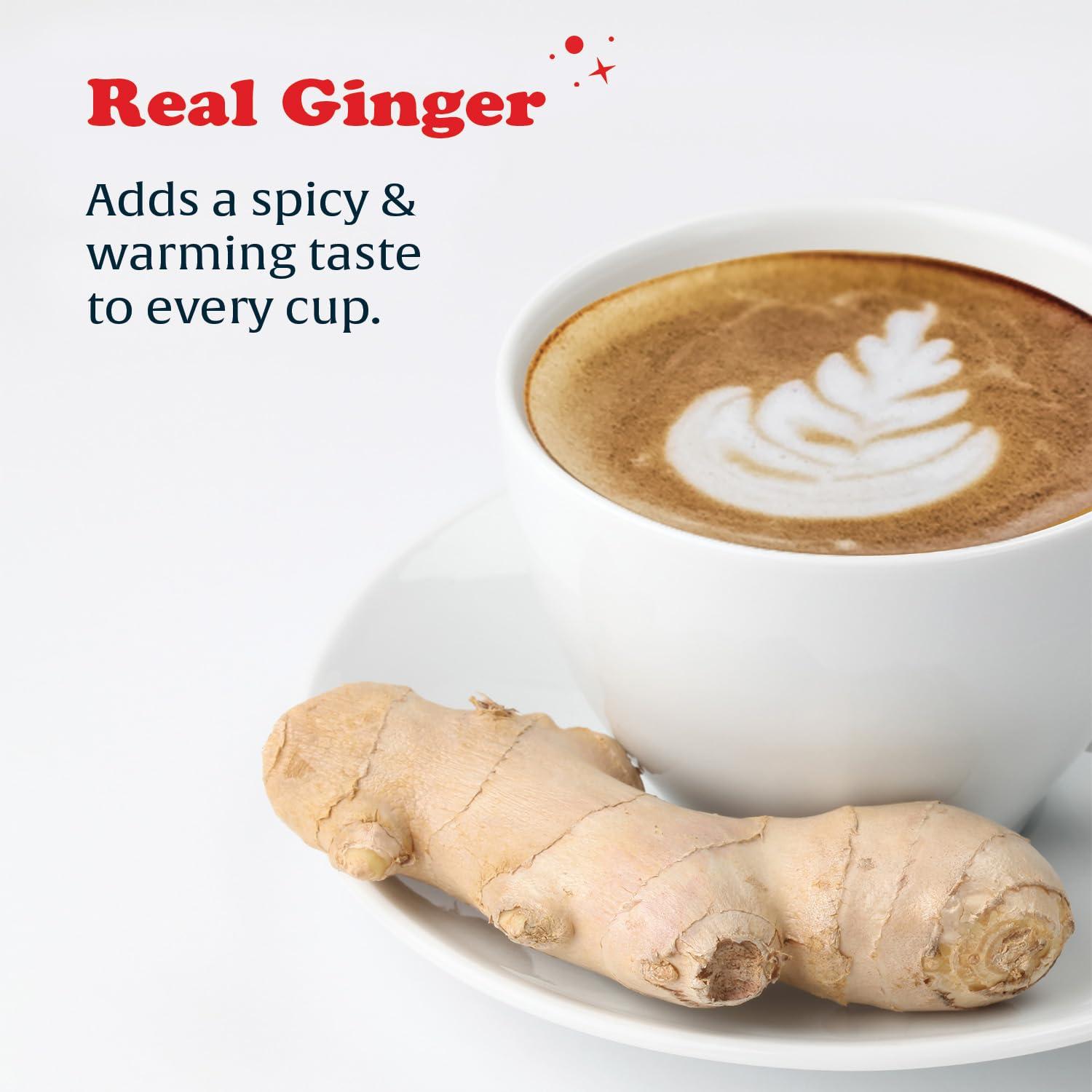 Pocas Pocas Instant Ginger Latte Tea Packets - Real Ginger Instant Tea Blended with Creamer, Green Tea, Pure Cane Sugar, and Milk for a Creamy, Zesty, Soothing Ginger Tea Instant Latte, 20 Count (Pack of 2)