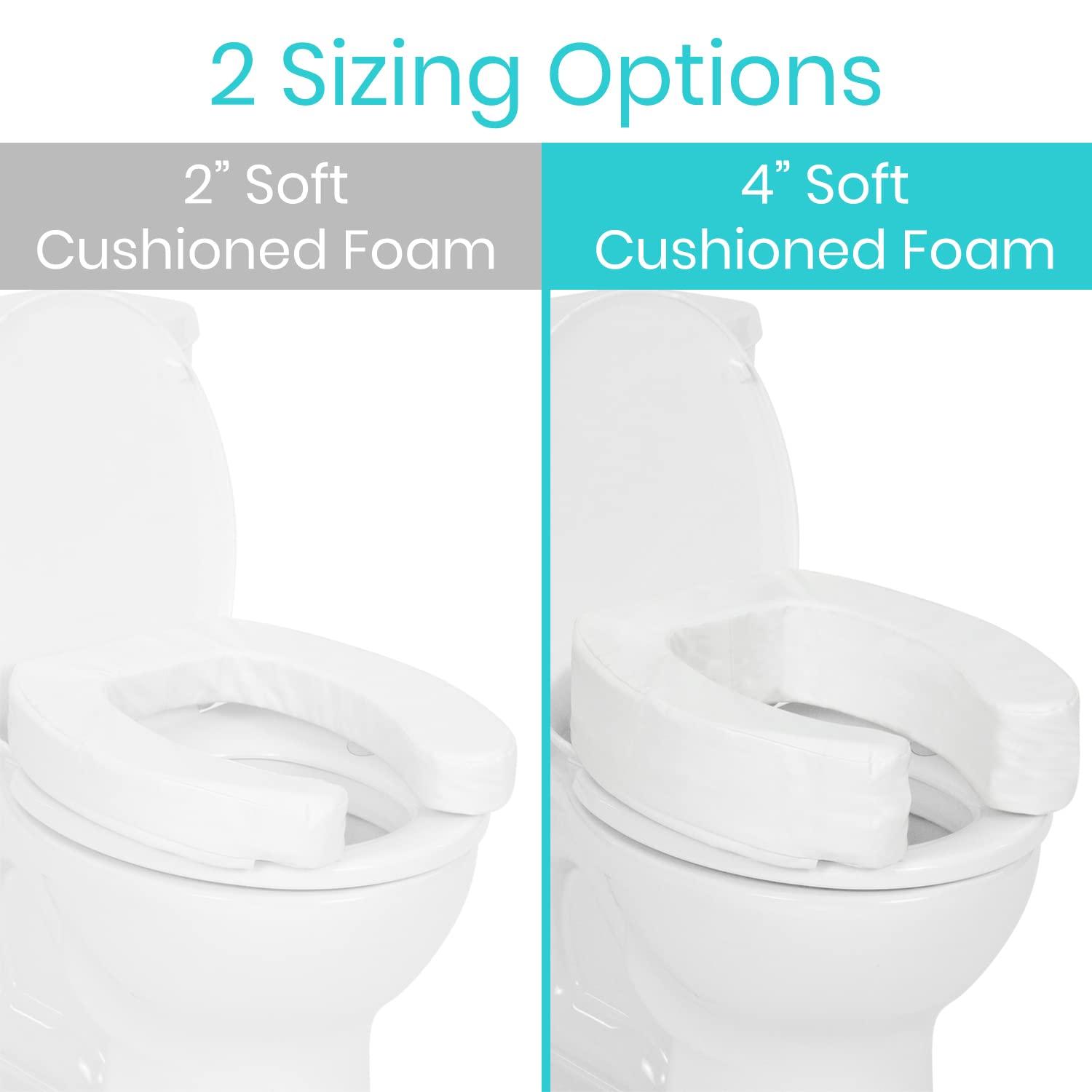 Vive Vive Toilet Seat Cushion (Soft Cushioned Foam) - Easy Clean Soft Padded Bathroom Attachment - Elongated, Standard Seats - Comfort and Support Donut for Handicap, Adults (4\" Cushioned Foam, White)