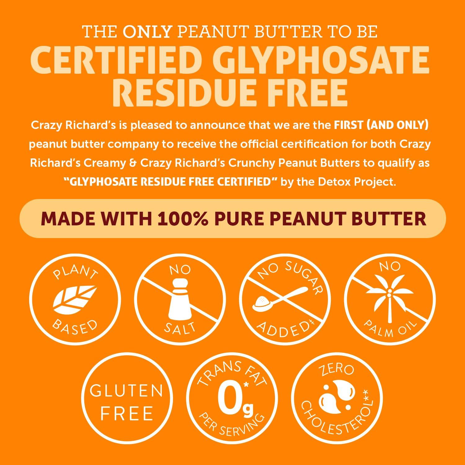 Crazy Richard's Crazy Richard\'s 100% All-Natural Vegan Creamy & Crunchy Peanuty Butter with No Added Sugar and Non-GMO Variety Pack (16 Ounce, Pack of 2)