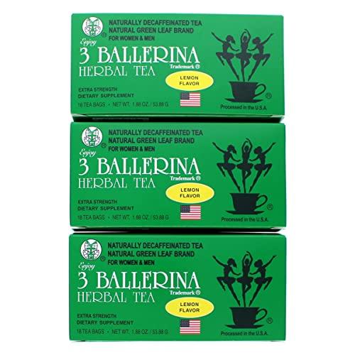 3 Ballerina 3 BALLERINA TEA DIETERS DRINK EXTRA STRENGH LEMON FLAVOR (3 boxes, 18 tea bags , 1.88 oz ?