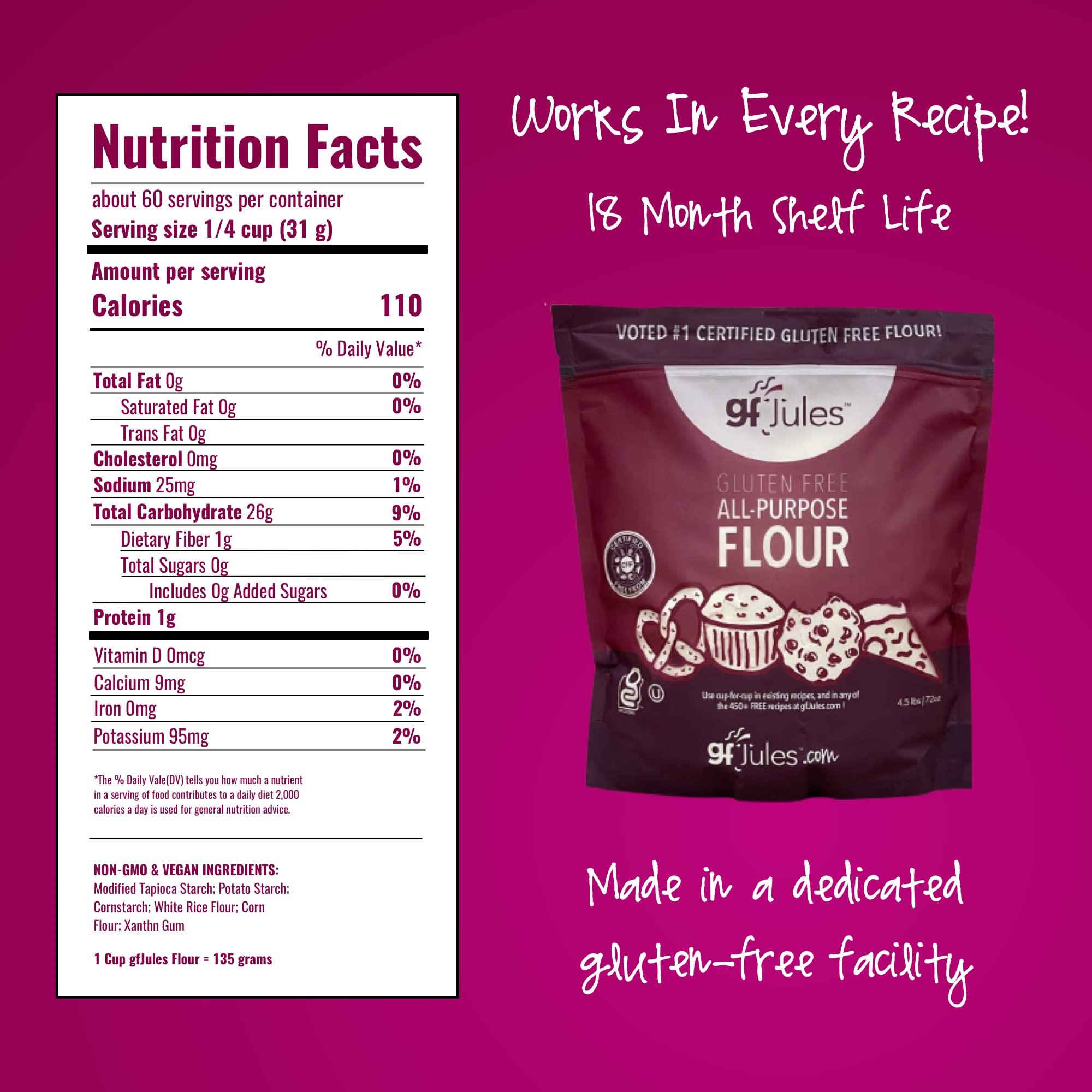 gfJules gfJules Certified Gluten Free All Purpose Flour | No Grit | Great Cup for Cup Baking Alternative to Regular Flour, Voted #1 by Gluten Free & Celiac Consumers, 4.5LB Pouch Pack of 6