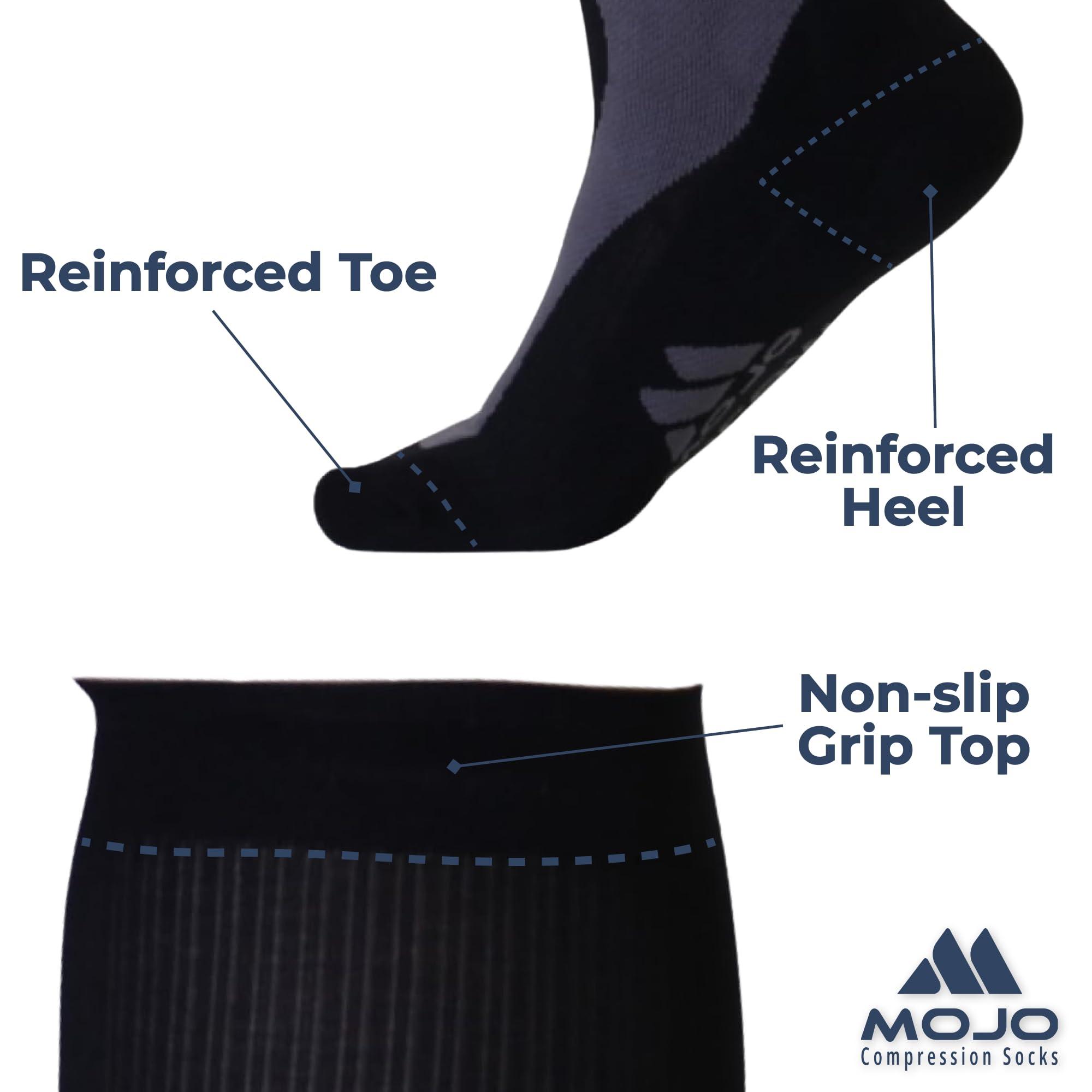 Mojo Compression Socks Compression Socks for Women and Men 20-30mmHg Knee High - Opaque Medical Compression Knee High for Varicose Veins Circulation, Bariatric, Swelling, Lymphedema - Black, Small - A601