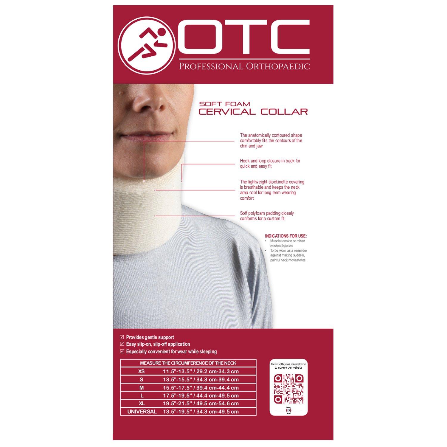 OTC OTC Cervical Collar, Soft Contour Foam, Neck Support Brace, White Average 3\" Depth, Large (Pack of 2)