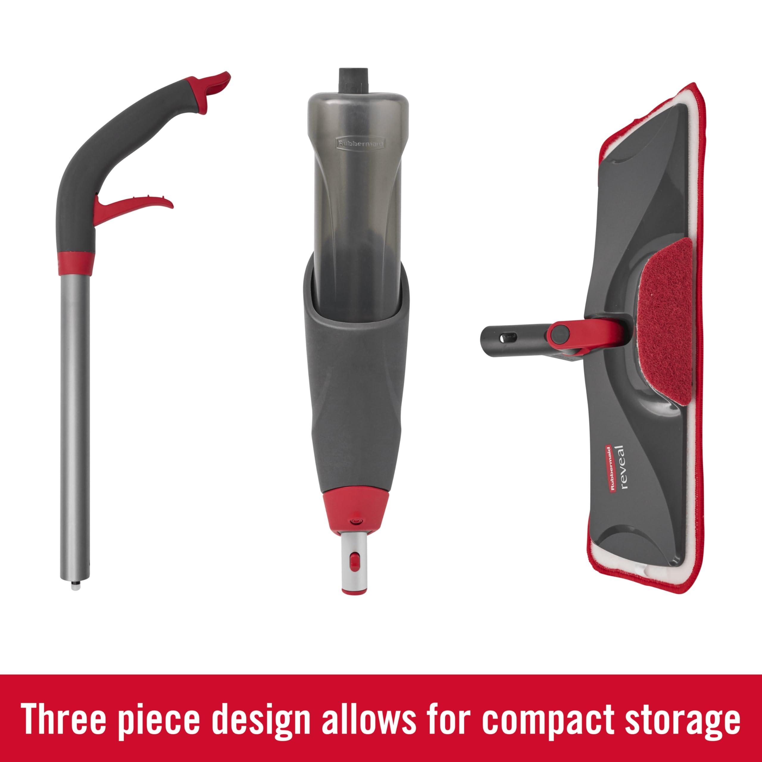 Rubbermaid Rubbermaid Reveal Spray Mop Floor Cleaning Kit, 3 Reusable Microfiber Wet Pads, 1 Refillable Bottle, Cordless, Multi-Surface Mopping for All Home/Bathroom/Office Floors
