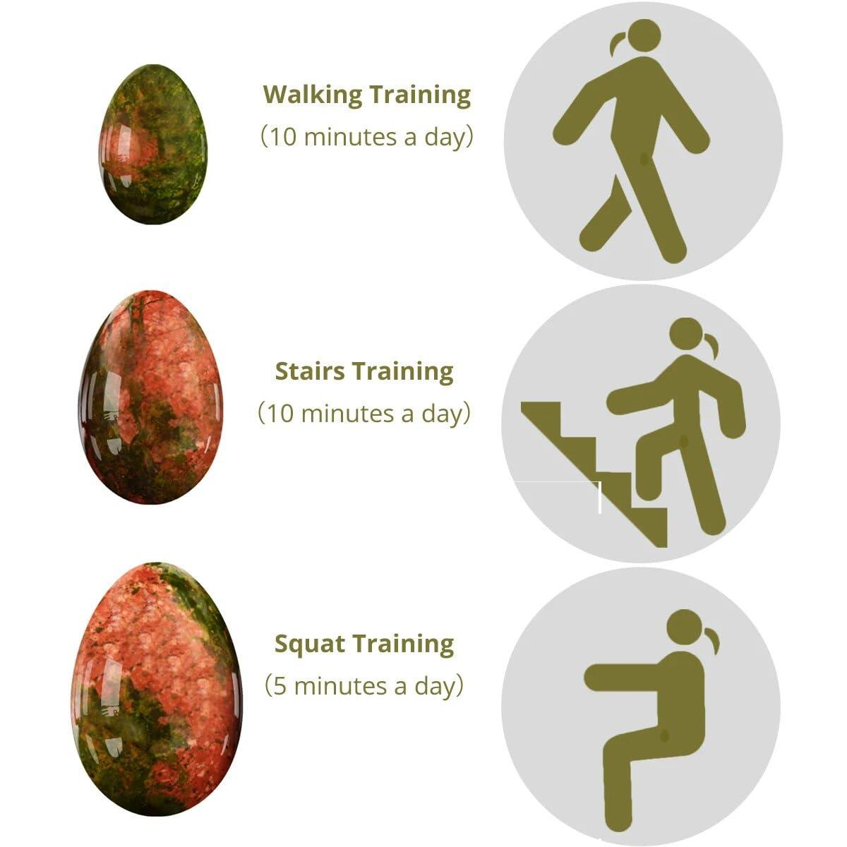 NVbHof Natural Greenstone Jade Eggs, Kegel Balls Massage Egg for Women Train Pelvic Muscles with Box Pack, Yoni Stone