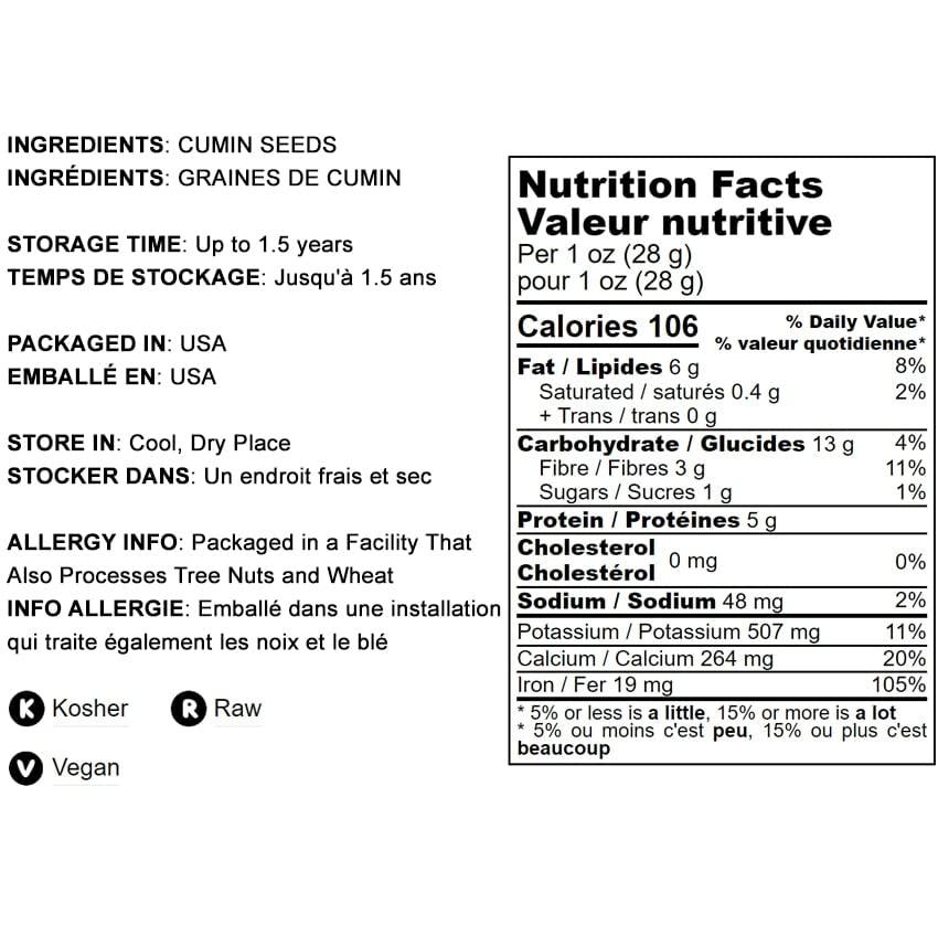Food to Live Food to Live Cumin Powder, 12 Ounces Finely Ground Dried Cumin Seeds, Jeera, Bulk, Vegan, Kosher. High in Iron, Magnesium, and Calcium. Great for Mexican, Middle Eastern, and Indian Cuisines