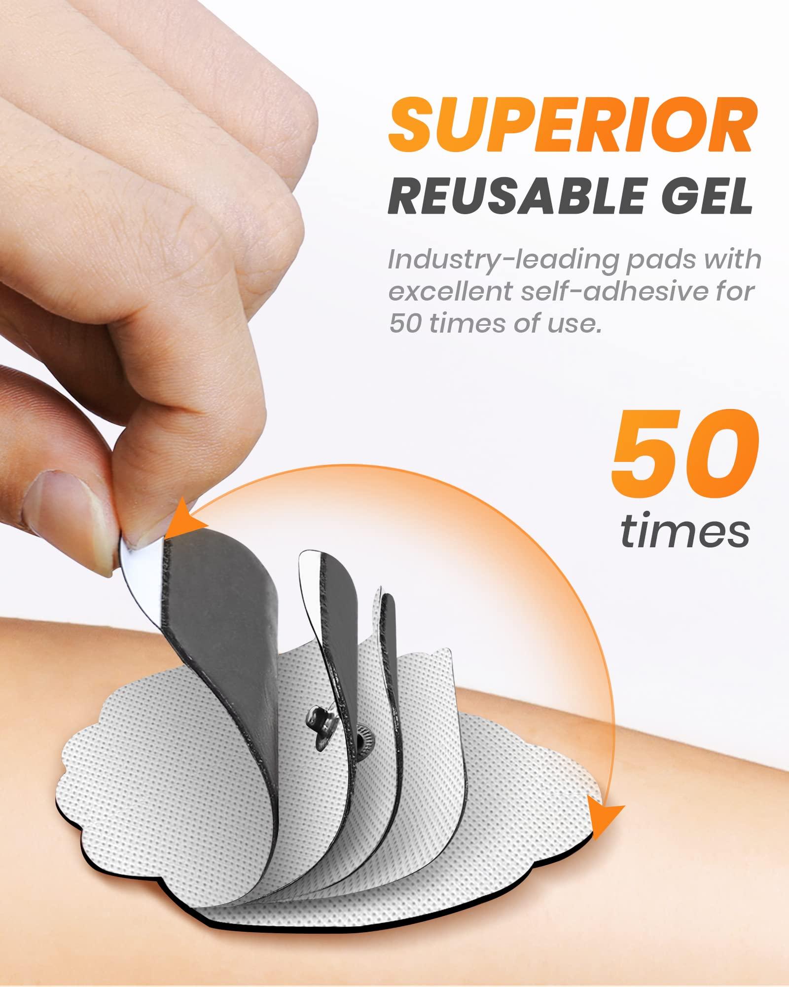 AVCOO AVCOO 20-Pack TENS Unit Replacement Pads, Long-Lasting Snap Electrodes for 50 Times of Use per Pad, Latex-Free TENS Pads Set Compatible with TENS EMS Devices Using 3.5mm Button Lead Wires