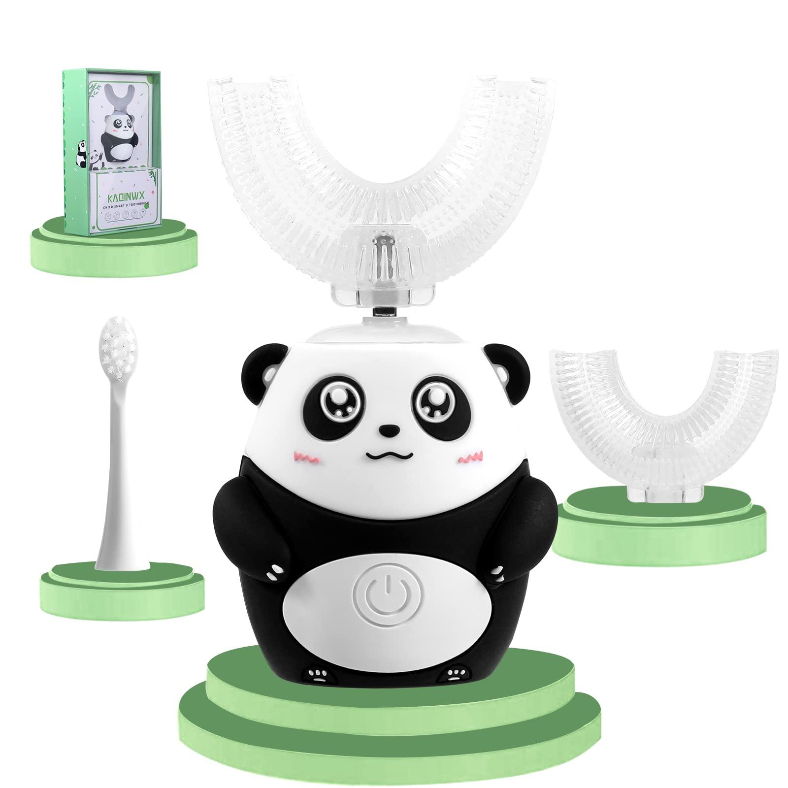 KAQINWX KAQINWX Kids Electric Toothbrushes, U Shaped Toddler Toothbrush, Panda Ultrasonic Kids Toothbrush with Smart Timer, 3 Brush Heads Replacement, 3 Clean Modes
