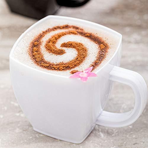 Restaurantware Restaurantware 5 Ounce Square Espresso Cups 100 Disposable Plastic Coffee Cups - PS Plastic With Handles White Plastic Dessert Cups For Catering Events Parties Weddings And Cafes