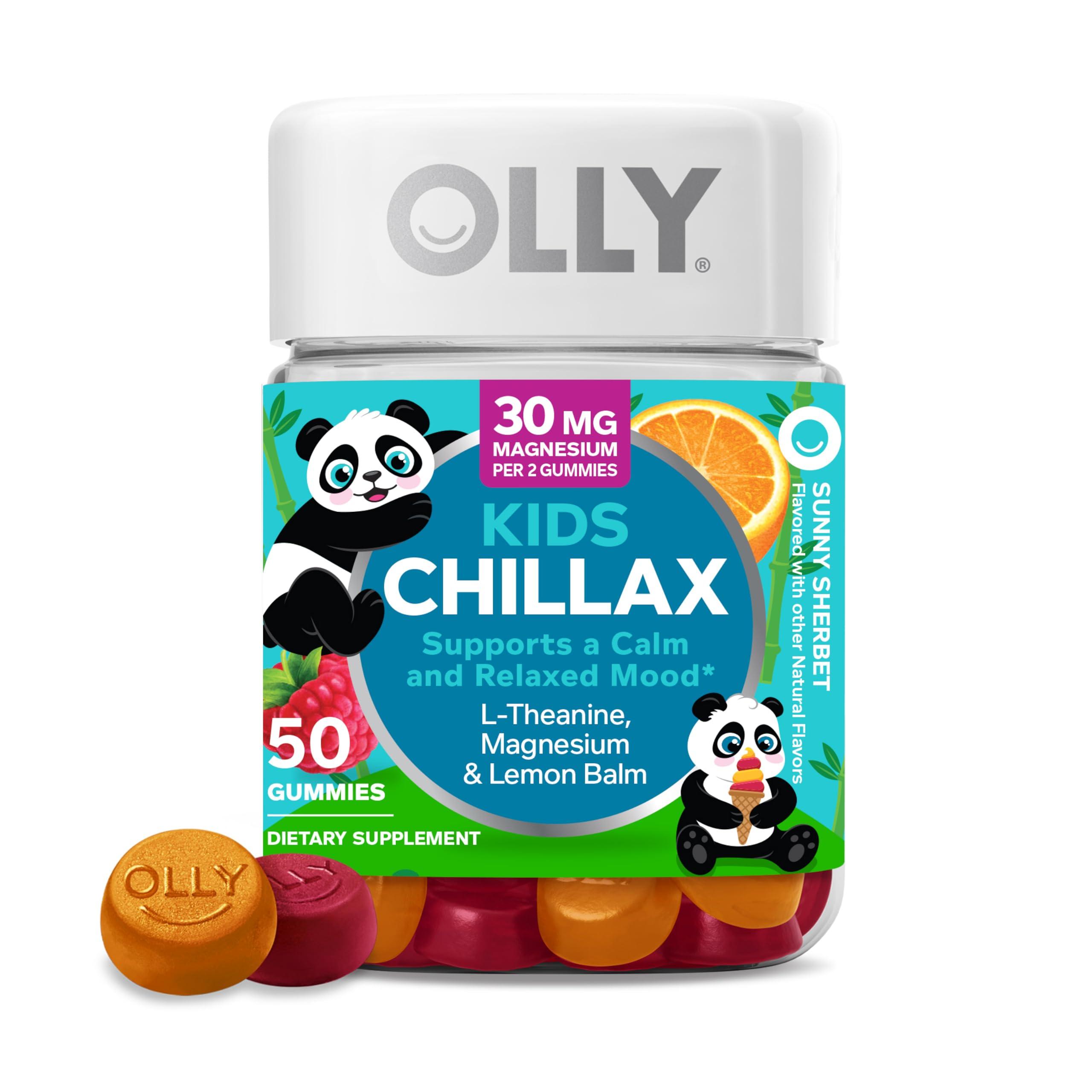 OLLY OLLY Kids Multivitamin Gummy Worms 70 Count and Chillax Magnesium Gummies 50 Count Bundle