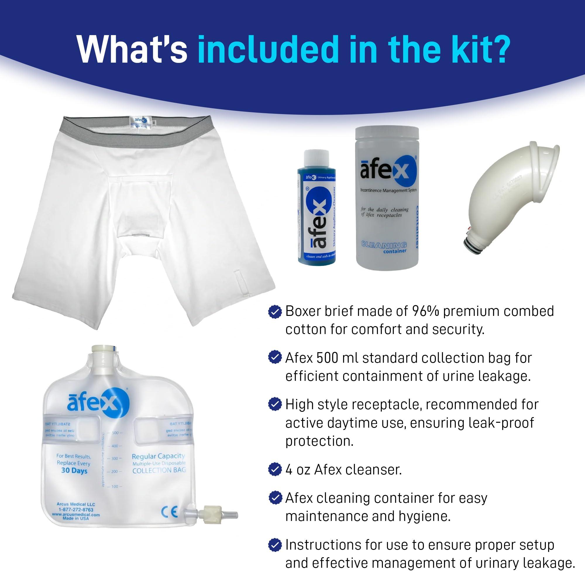 Arcus Medical Afex Management System for Male Incontinence with High Receptacle Recommended for Active Daytime use XXXLarge Waist