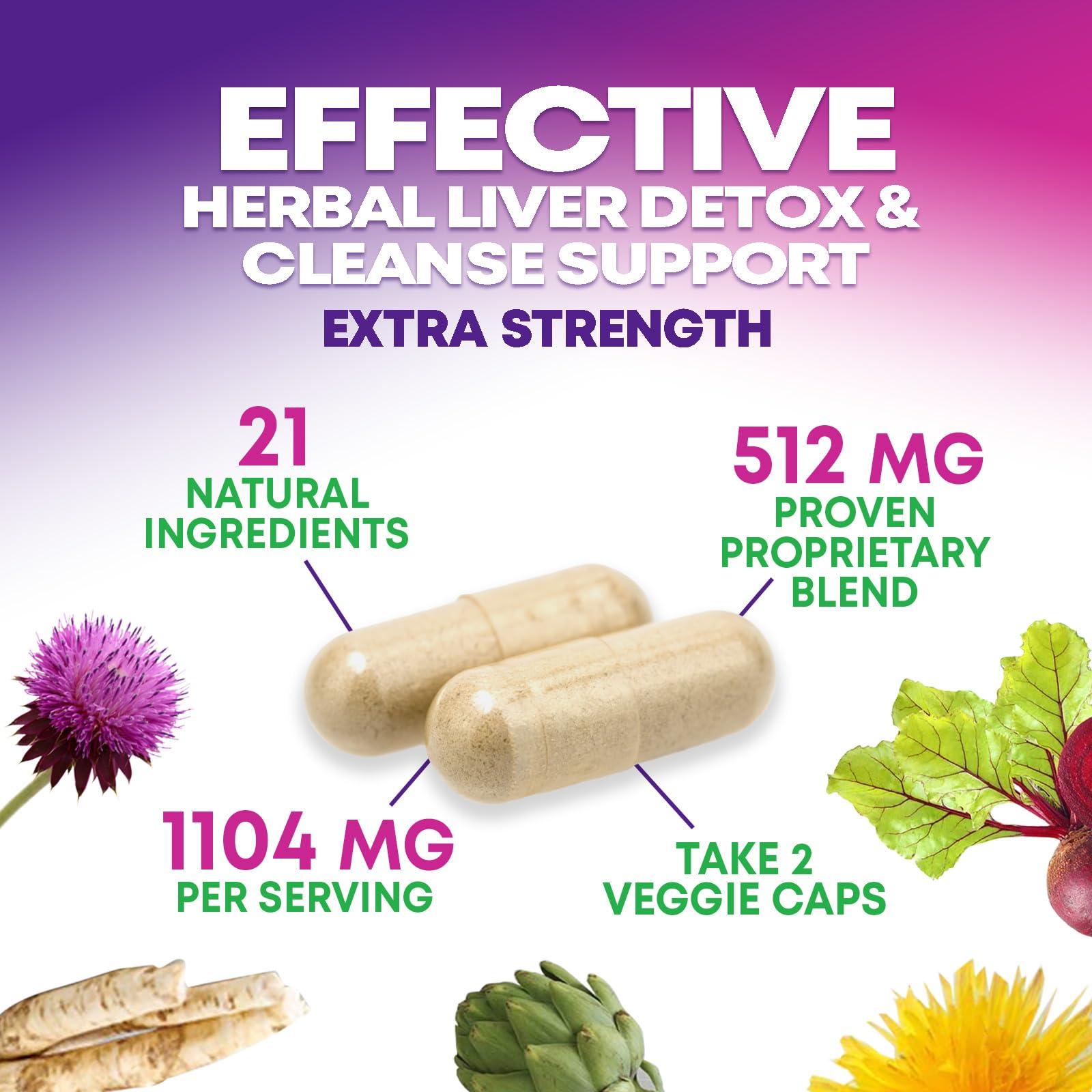 Health Nutrition Naturals Gentle Liver Cleanse Detox & Repair Formula - Herbal Liver Support Supplement: Milk Thistle with Silymarin, Artichoke Extract, Dandelion, Beet, Chicory Root, & Turmeric for Liver Health - 240 Capsules