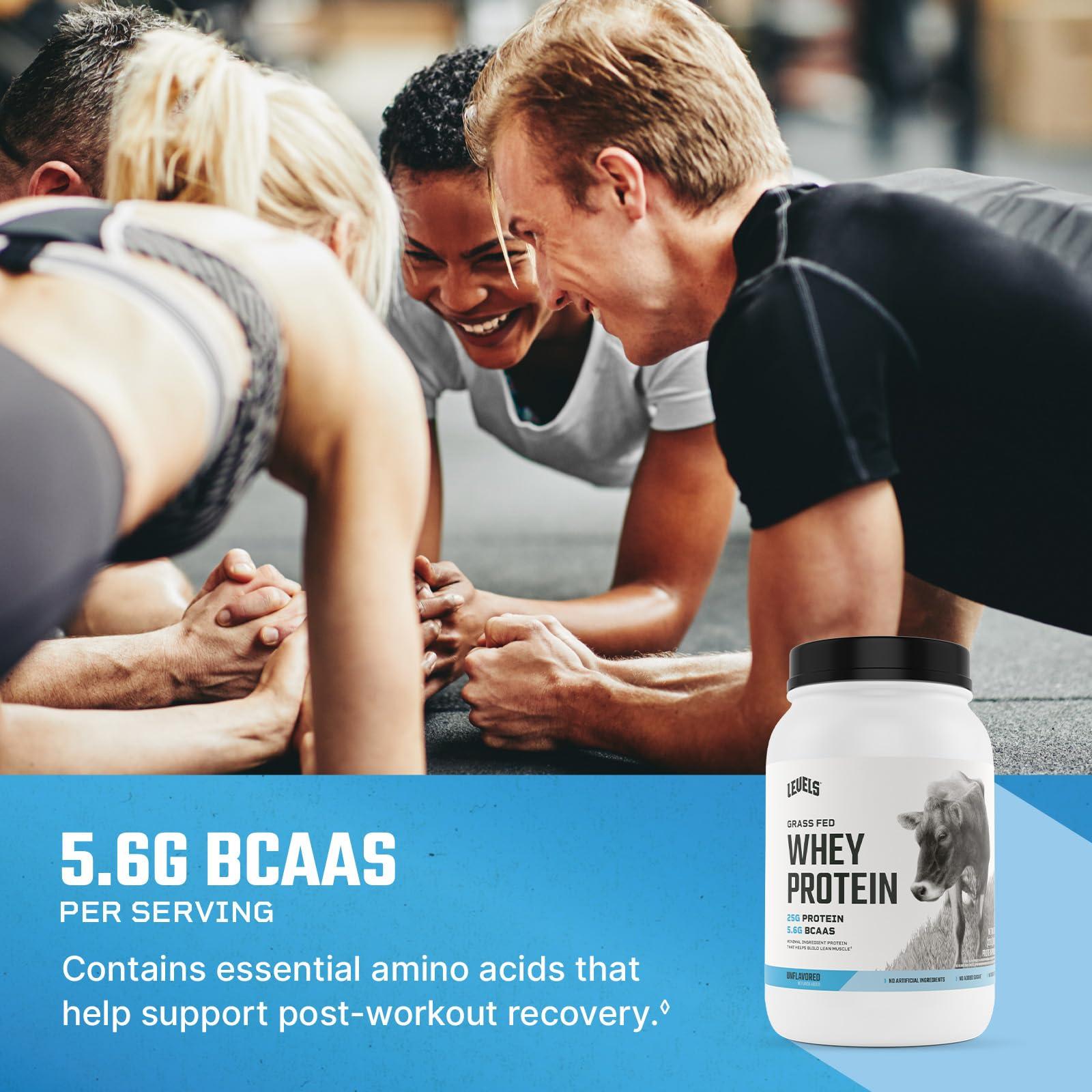 Levels Nutrition Levels Grass Fed Whey Protein, No Artificials, 25G of Protein, Unflavored, 2LB