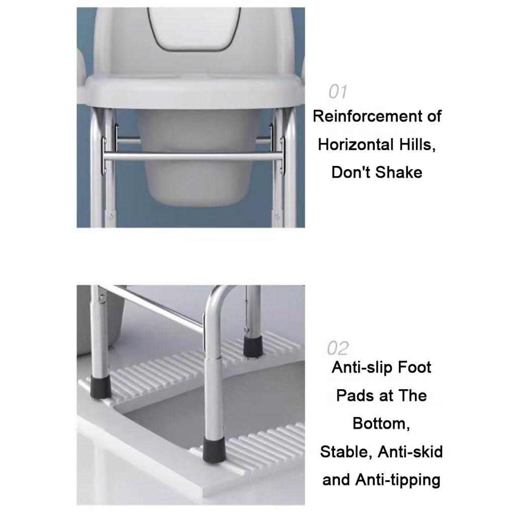 JITEM JITEM Bathroom Portable Bedside Commode Chair for Toilet Height Adjustable Adult Potty Chair Anti Slip and Anti Rollover Shower Stool for Home & Bedroom Use Home Use