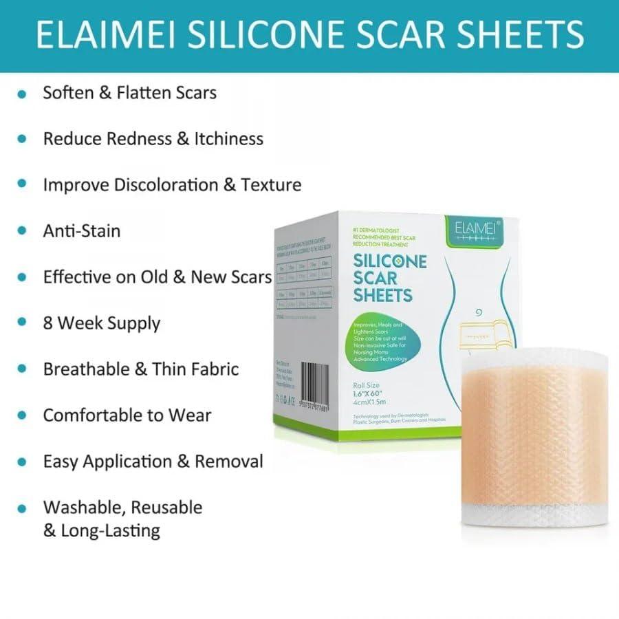 DHAMELIYA DD Silicone Scar Sheets, Silicon Gel Sheets for Scars Transparent Medical Silicone Gel Tape for Scar Removal, Silicone Scar Tape Roll for Hypertrophic Scars and Keloids Caused by Surgery