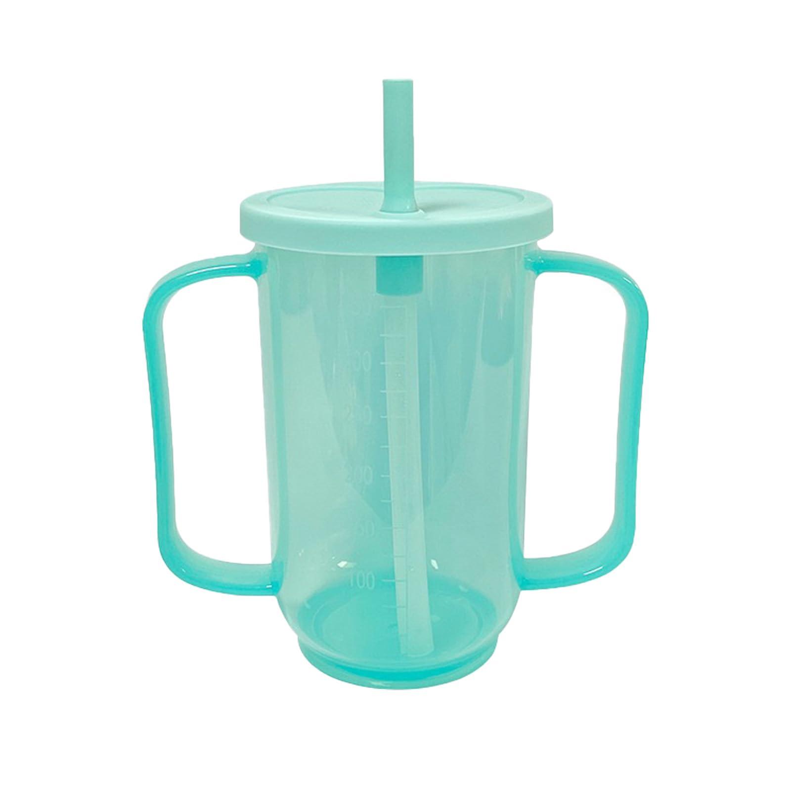 Qancesd Qancesd Adult Sippy Cups for Elderly 12oz Sippy Cup with 2 Handles No Spill Cups for Adults Straw Cups Dysphagia Cups for Disabled Patients