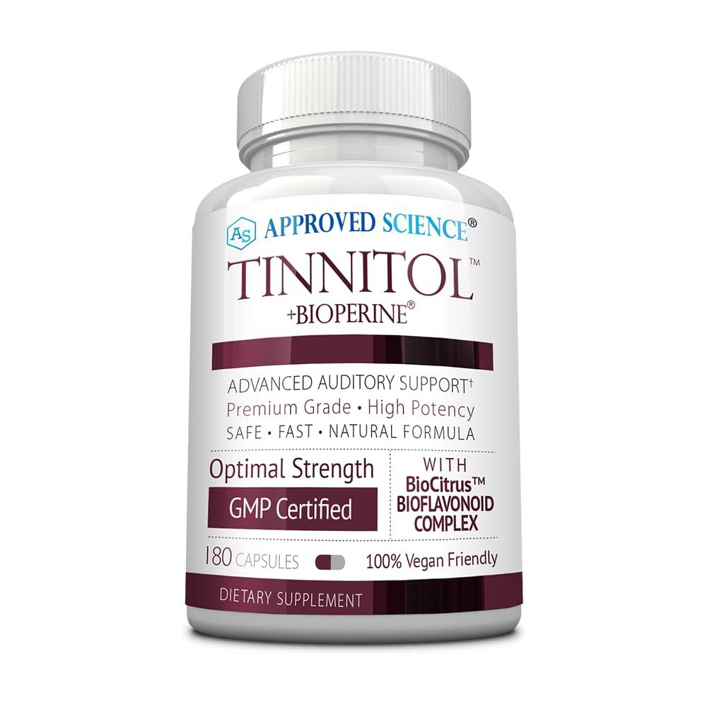 Approved Science Approved Science Tinnitol - Tinnitus Support Supplement - Ease Ringing in The Ears - Boost Inner Ear Health - 1 Bottle - 3 Month Supply - Made in The USA