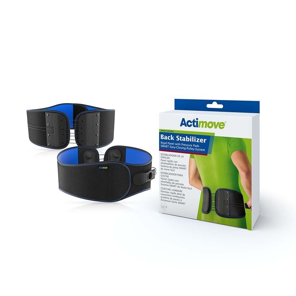 Actimove Actimove Sports Edition Back Brace for Men/ Women | Lumbar Supportwith Rigid Panel, Pressure Pads & Smart Easy-Closing-Pulley-System for Back Pain, Herniated Disc, Sciatica, Scoliosis | Black, X-Small/ Small