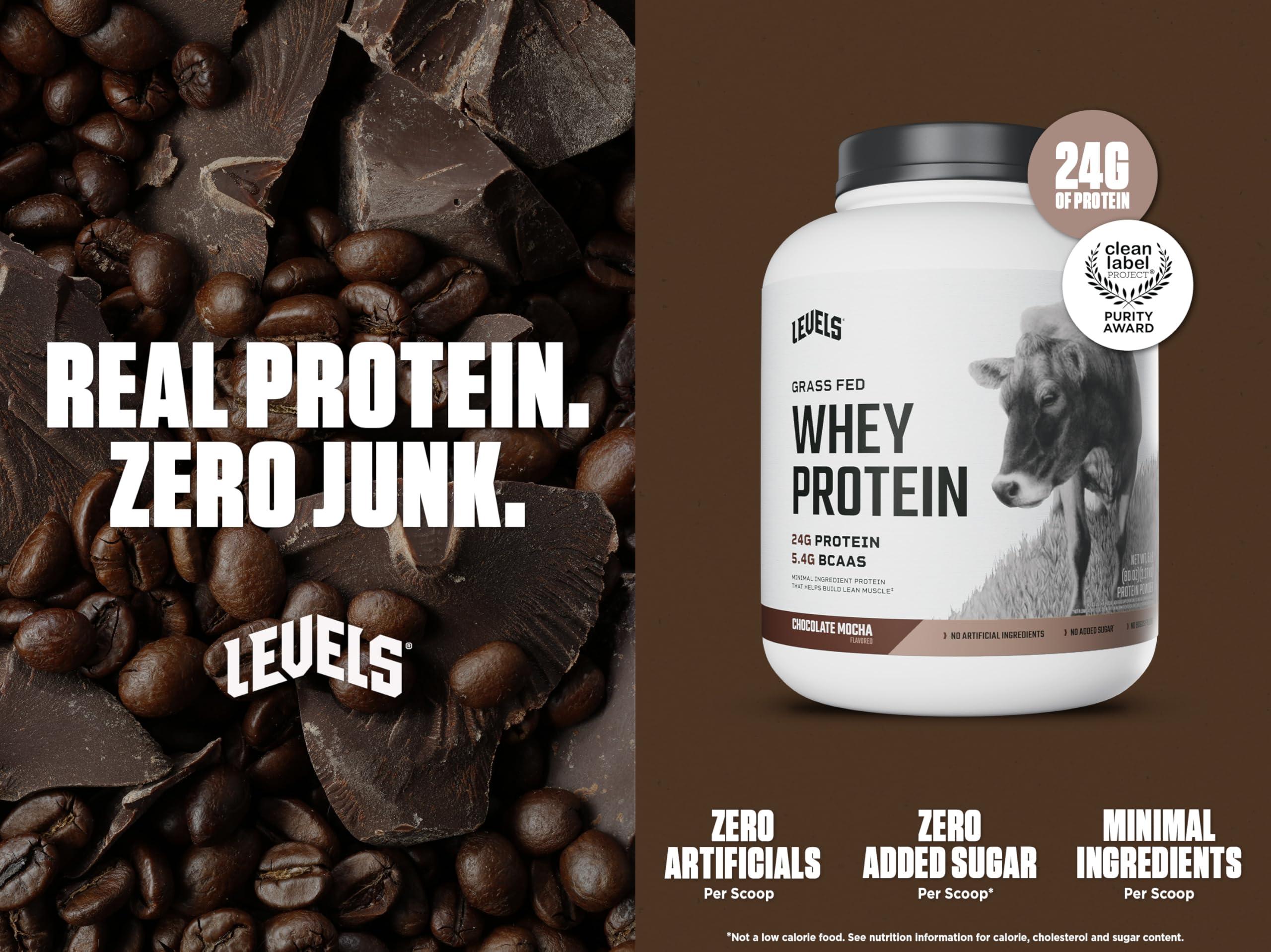 Levels Nutrition Levels Grass Fed Whey Protein, No Artificials, 24G of Protein, Chocolate Mocha, 5LB