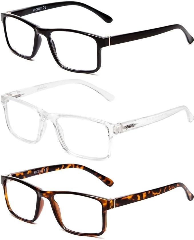 Calabria Calabria L2007 Reading Glasses +3.50 Black/Clear Crystal/Tortoise 3 Pack Variety Men Women Readers Stylish Trendy Eyeglasses