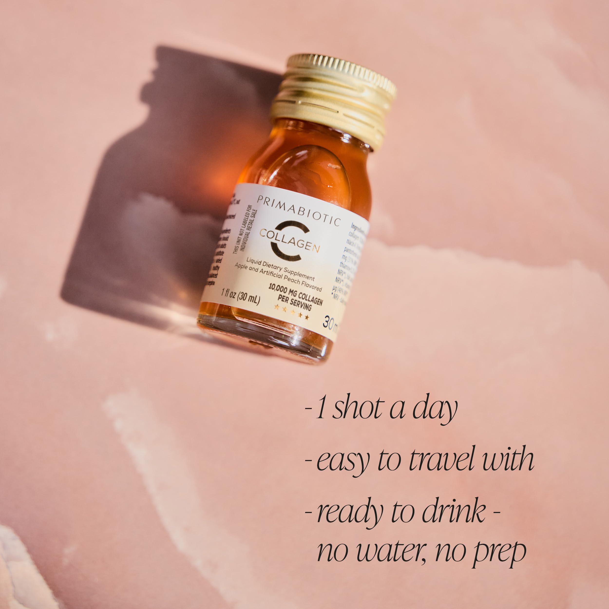 Primabiotic PRIMABIOTIC Liquid Collagen - High Collagen Content [10,000 Mg] Per Serving - Hydrolyzed Collagen and 12 Vitamins - Gluten Free- 900 Ml - Pack of 30 Bottles x 30 Ml