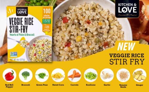 Kitchen & Love Kitchen & Love Hearts of Palm Veggie Rice Stir Fry, Low Carb, Low Calories, Plant Based, Non GMO, Gluten Free Rice Alternative, Vegan, Easy to Prepare Quick Meal 8 Oz (Pack of 3)