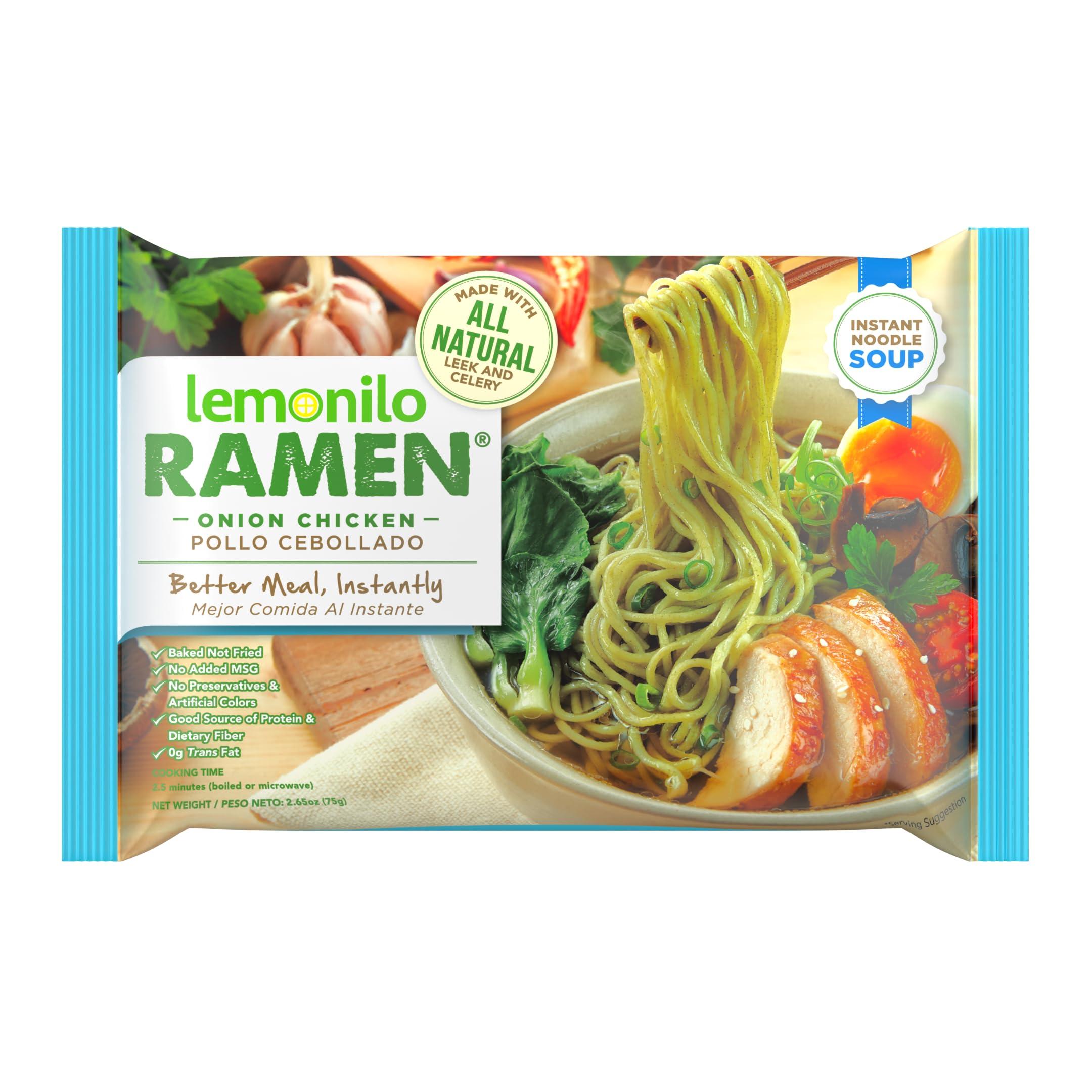 Lemonilo Lemonilo Ramen - Onion Chicken Soup - Healthy Instant Ramen - Oven Baked Noodles - Made with All-Natural Ingredients - Quick Meal Kit (2.65 Oz) - Single Pack