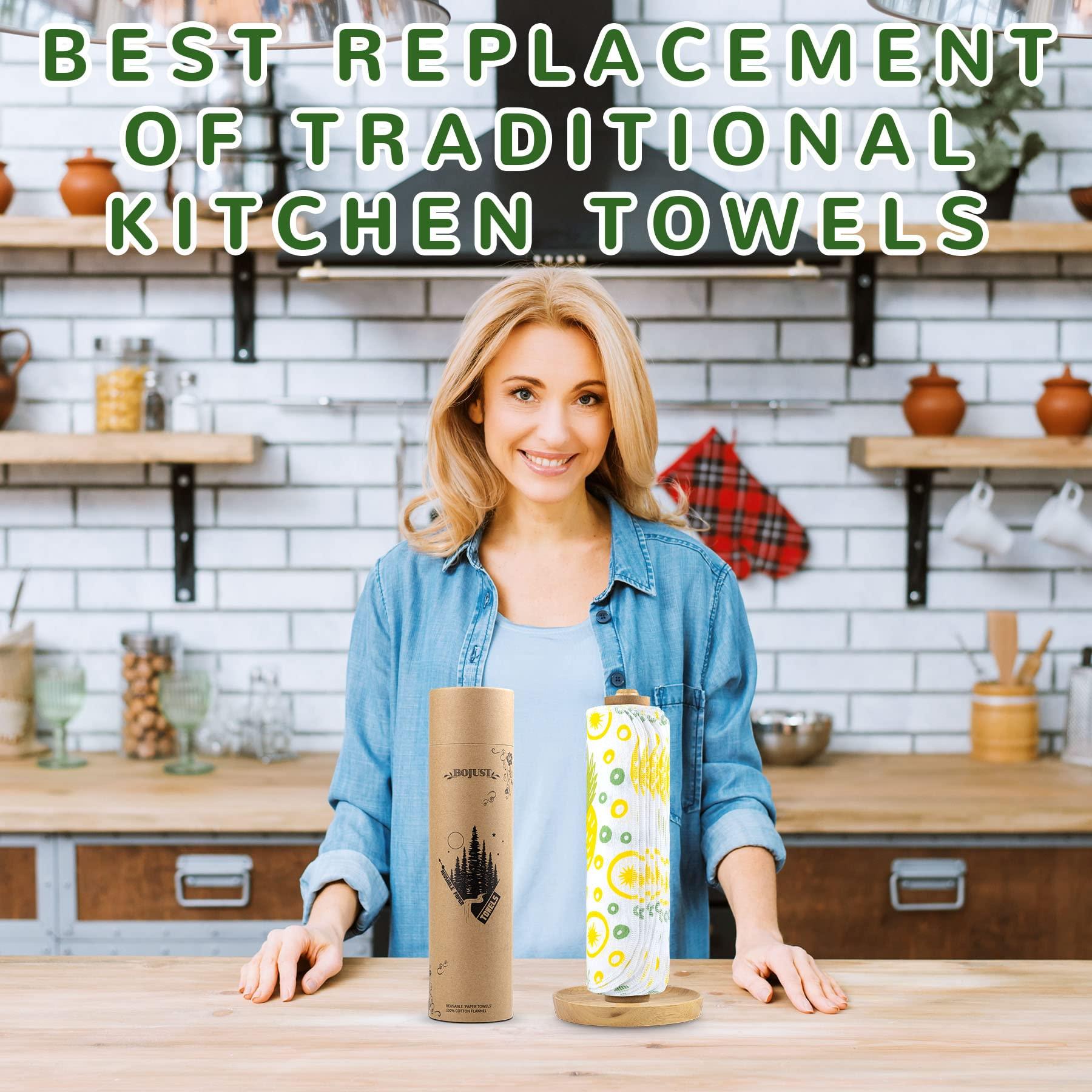 BOJUST BOJUST Reusable Paper Towels Washable Roll-12 Pieces Eco Cotton Paperless Paper Towels | Napkins Cloth Paper Towels for Kitchen | Zero Waste Products Alternative Paper Towel(Pineapple, 12 Towels)