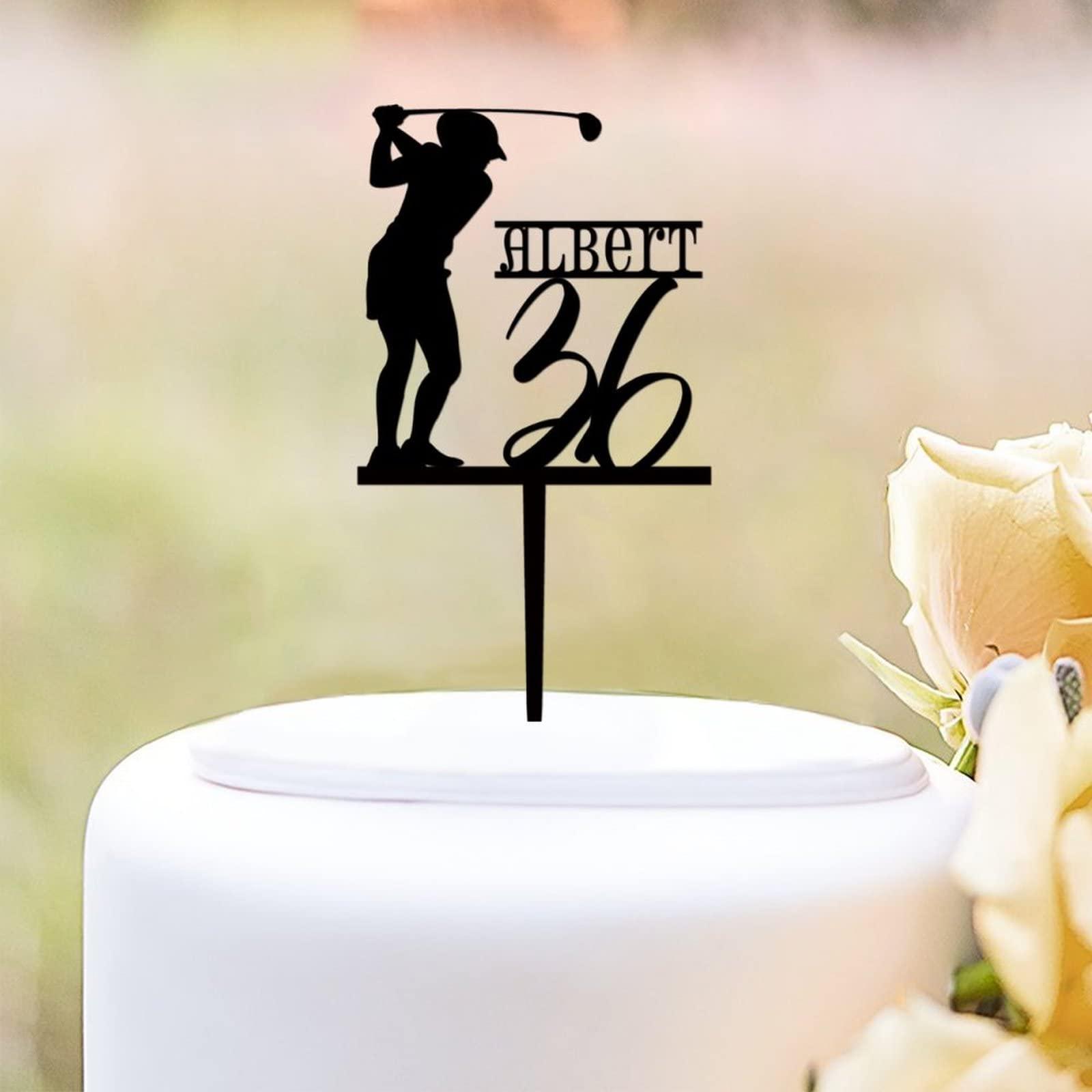 NoneQeleve Unique Cake Topper for Birthday,Golf Birthday Cake Topper, Golf Cake Topper Personalized, Golf Theme Cake Decoration for Men Boy,Personalized Birthday Cake Topper,Unique Birthday Gifts