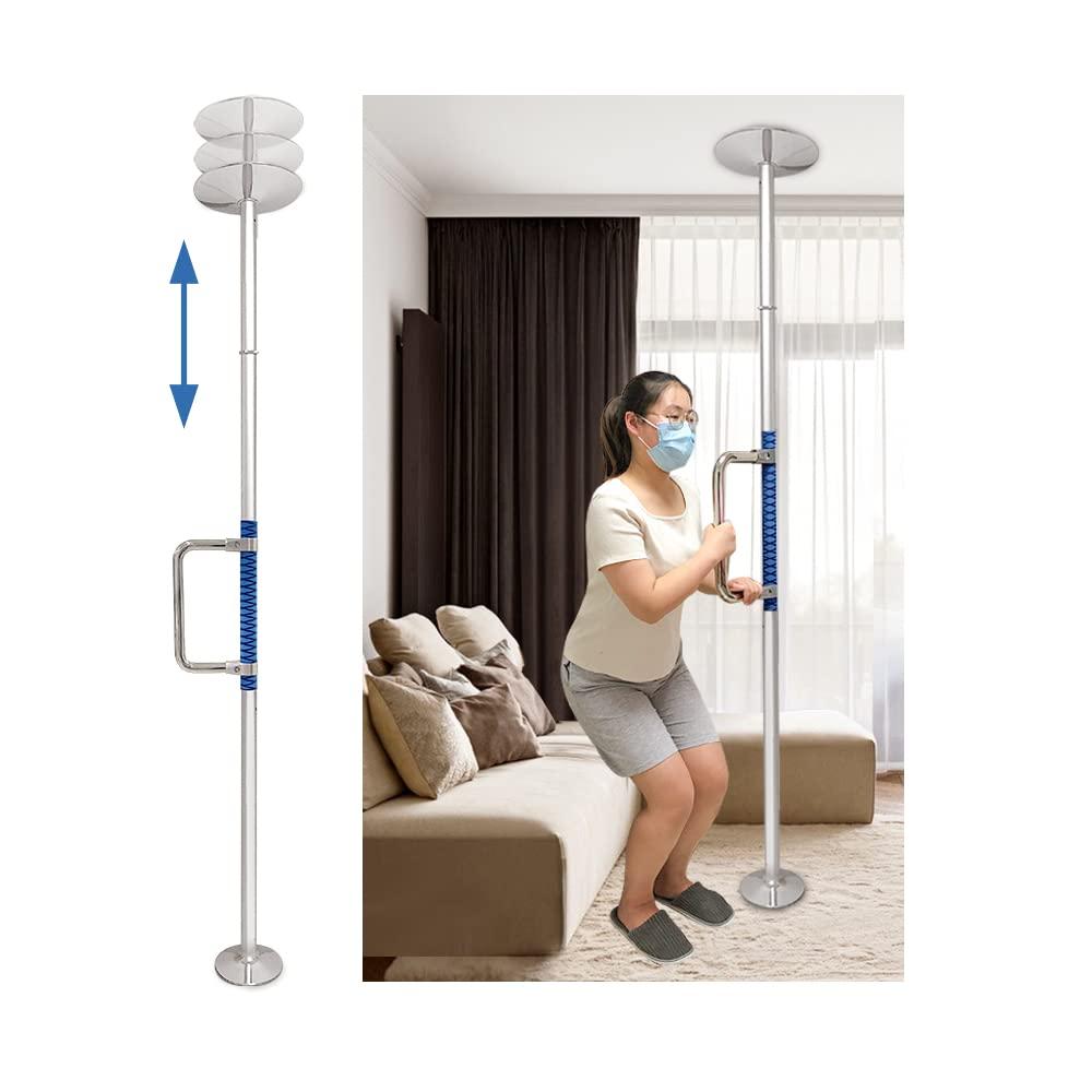 Mybow Transfer Pole Security Grab Bar Floor to Ceiling Bed Pole for Elderly Disabled Standing Aids Toilet Safety Rails Heavy Duty Handle Handicap Medical Freestanding Pole Adjustable Transfer Support Bar