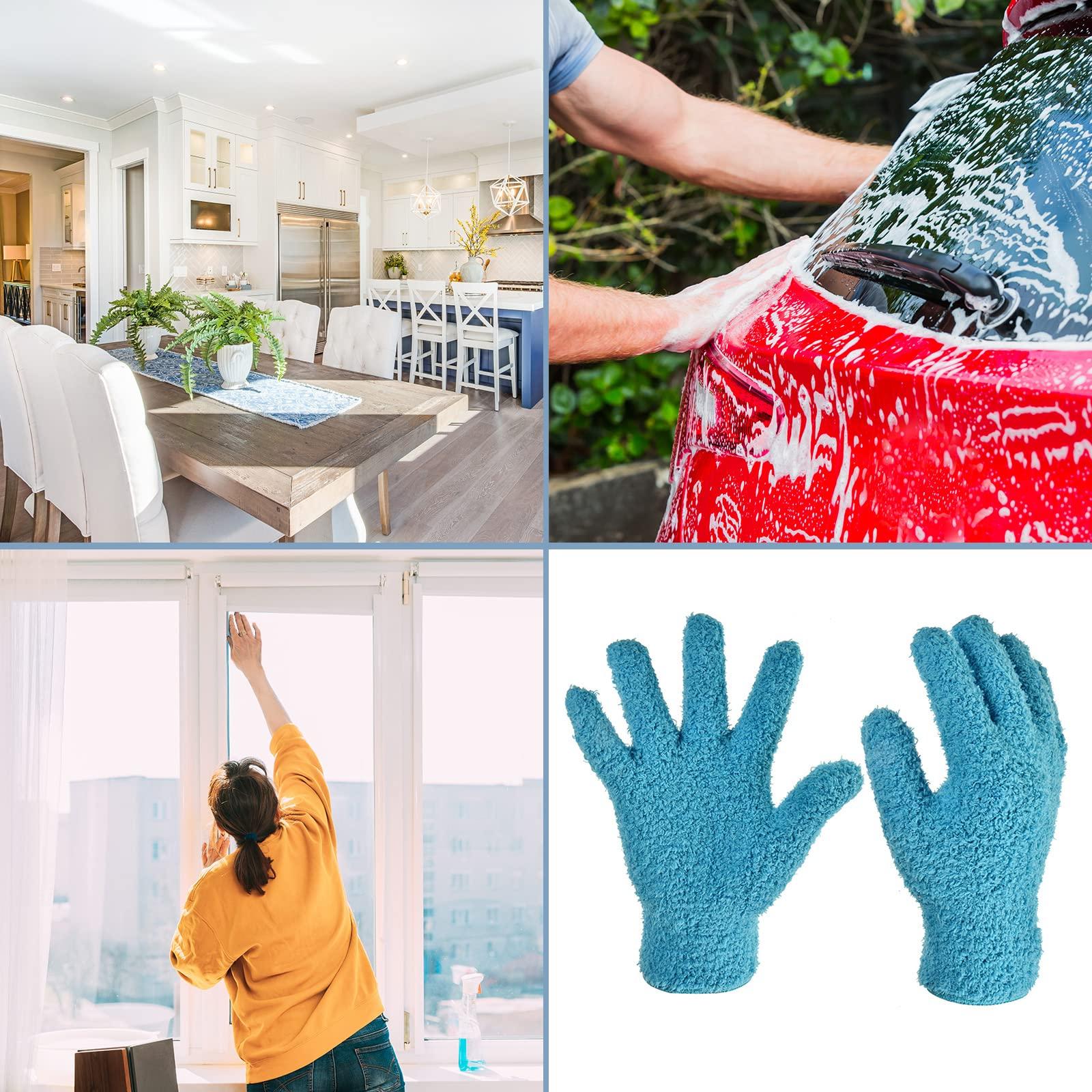 M METERXITY M METERXITY 2 Pair Dust Removal Gloves - Household Cleaning Mitts, Soft & Durable, Apply to Kitchen/Garden/Room (8.66 x 5.12 Inches, Gray Dark Blue)