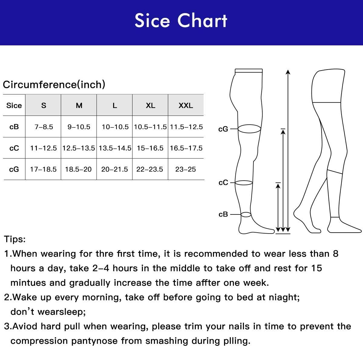 XUANSHOW 20-30mmHg Compression Pantyhose for Women, Medical Compression Stockings, High Waist Opaque Compression Tights for Lymphadema Edema, Swelling, Varicose Veins, Support Hose for Teacher Doctor (M,