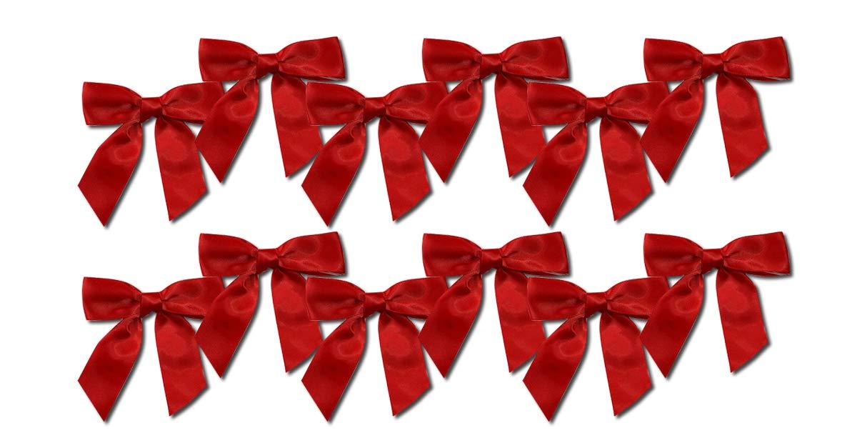 GiftWrap Etc. Pre-Tied Red Satin Bows - 4 1/2 Wide, Valentines Day, Presidents Day & Memorial Day Gift Wrap, 4th of July & Fall Bows, Christmas Wedding Embellishments, Birthday & Gift Basket Decor