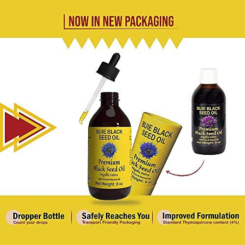 BUIE HOLISTIC HERBS BUIE Black Seed Oil | Black Cumin Seed Oil (Nigella Sativa Oil) | Un-Refined, Cold Pressed Extra Virgin Oil | with 4.5 to 6% Thymoquinone & Omega 3 6 9 | 8 FL Oz