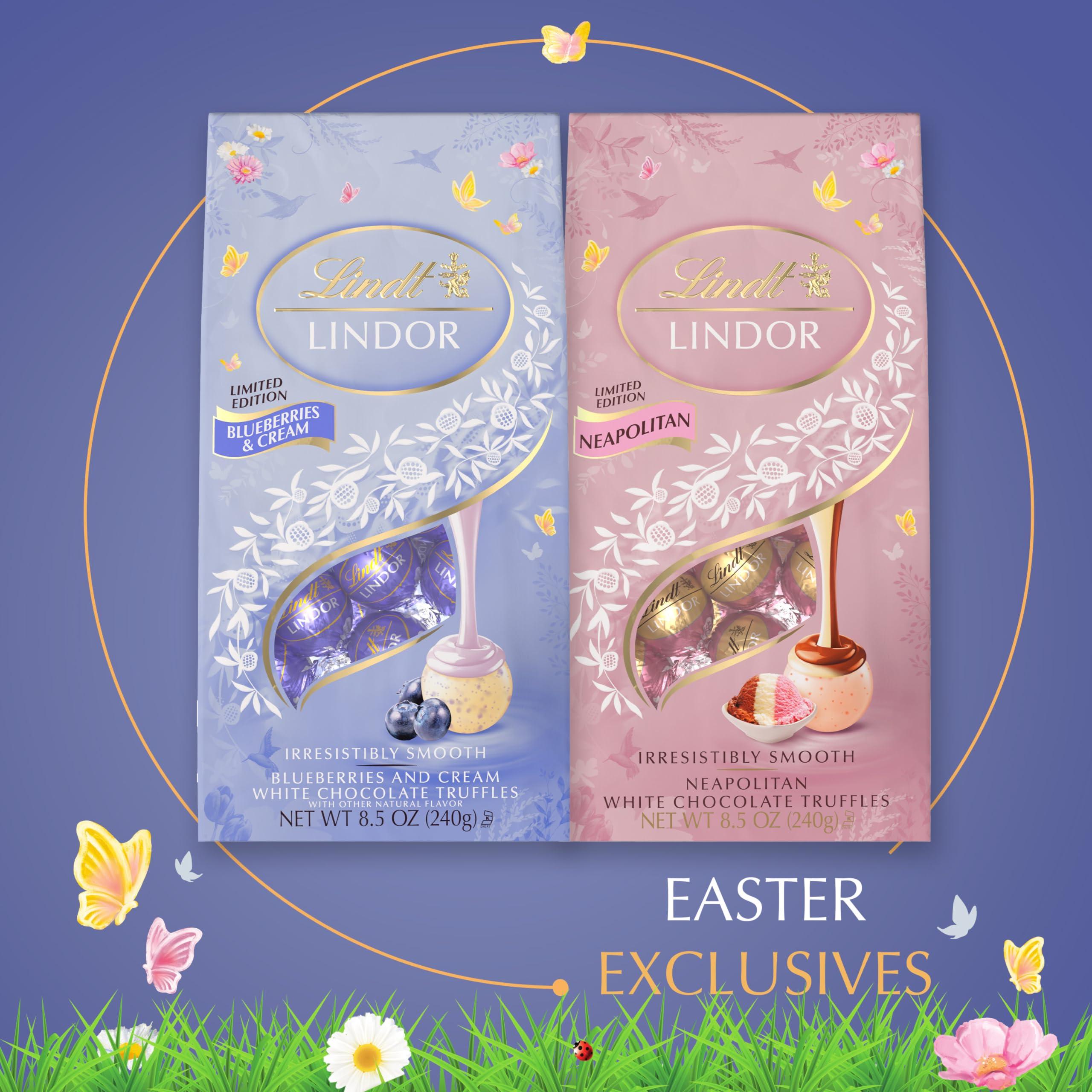 Lindt Lindt LINDOR Easter Blueberries & Cream White Chocolate Truffles, White Chocolate Candy With Blueberries and Cream Truffle Filling, 19.0 oz. Bag