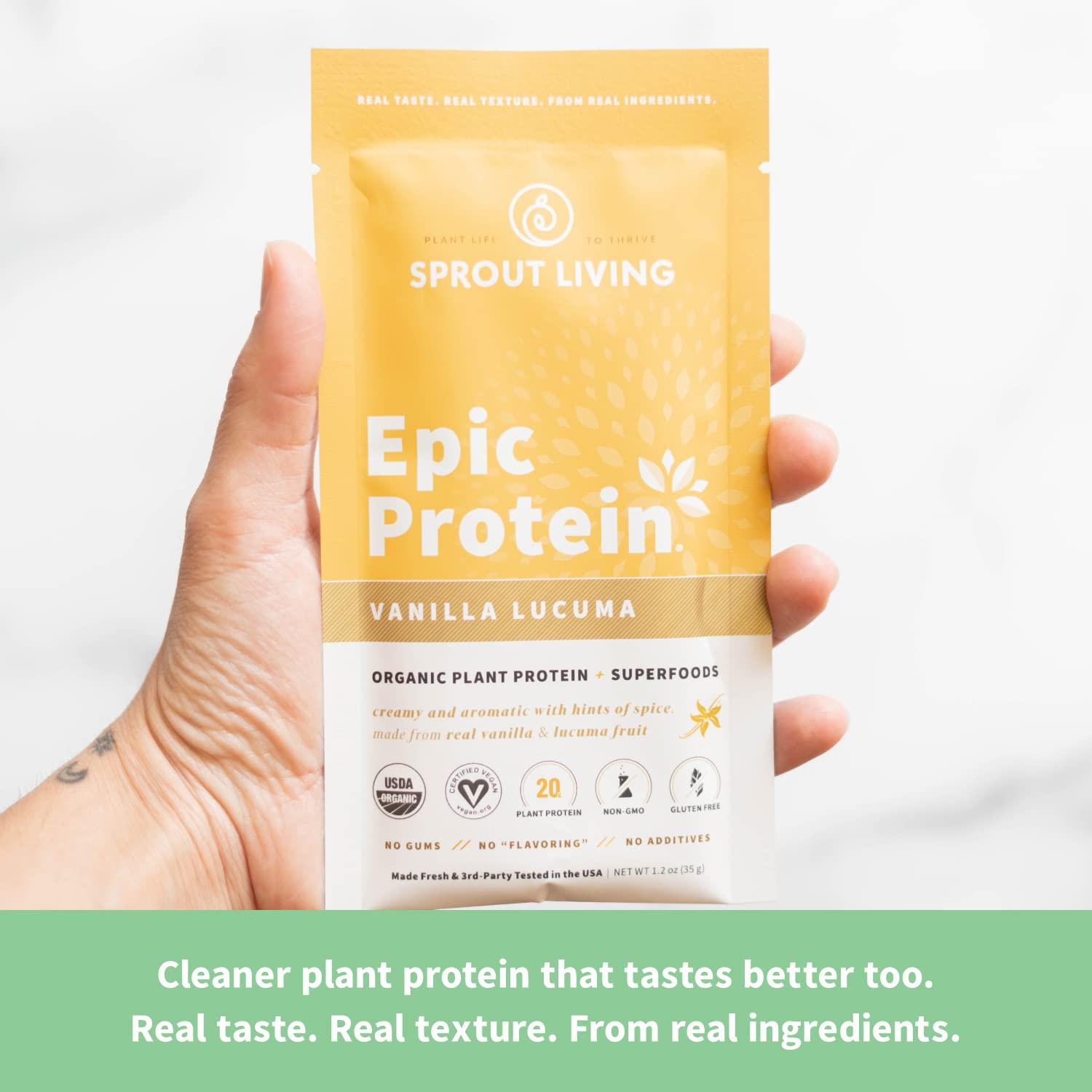 Sprout Living Sprout Living Epic Protein Bundle - Chocolate Maca & Vanilla Lucuma (20g Organic Plant-Based Protein Powder, Vegan, Gluten Free, Superfoods) | 2lb, 24 Servings