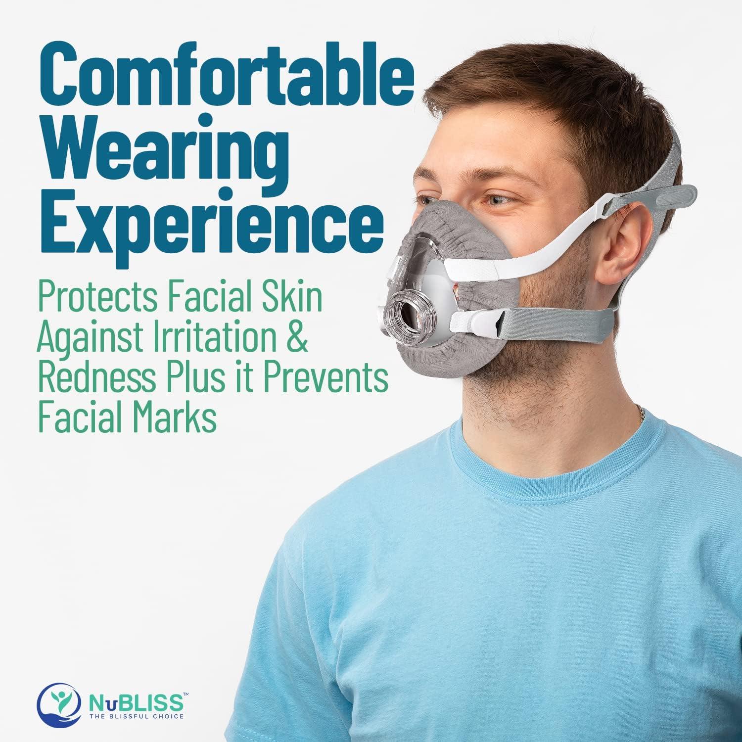 NuBliss CPAP Mask Liners - FSA & HSA Eligible 4-Pack Soft Cushion Mask Cover Compatible with F20 & F10 Mask, A Variety of Nasal Masks, Mouth Masks, and Most Full Face Masks - Washable, Reusable, Lightweight