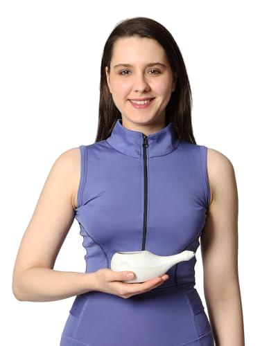 HealthGoodsIn HealthGoodsIn Ceramic Neti Pot, Dishwasher Safe, Conical Tip for Nasal Cleansing + 5 Sachet Neti Salt, Without Handle (Matte Ivory)