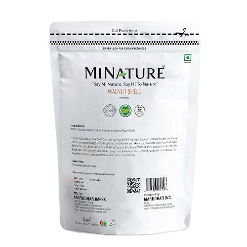 mi nature Natural Walnut Shell Powder with Resealable Zip Lock Pack, No Silica and Any Artificial Additives for Homemade Natural Scrub 227g, 1/2lbs, 8oz( packaging may vary )