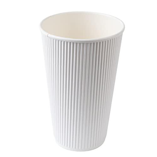 Restaurantware Restaurantware-16 Ounce Insulated Coffee Cups With Lids, 20 Ripple Wall Hot Cups With Lids - Leakproof, Non-Slip, White Paper Coffee Cups, Disposable, For Teas, Hot Cocoas, Or Lattes