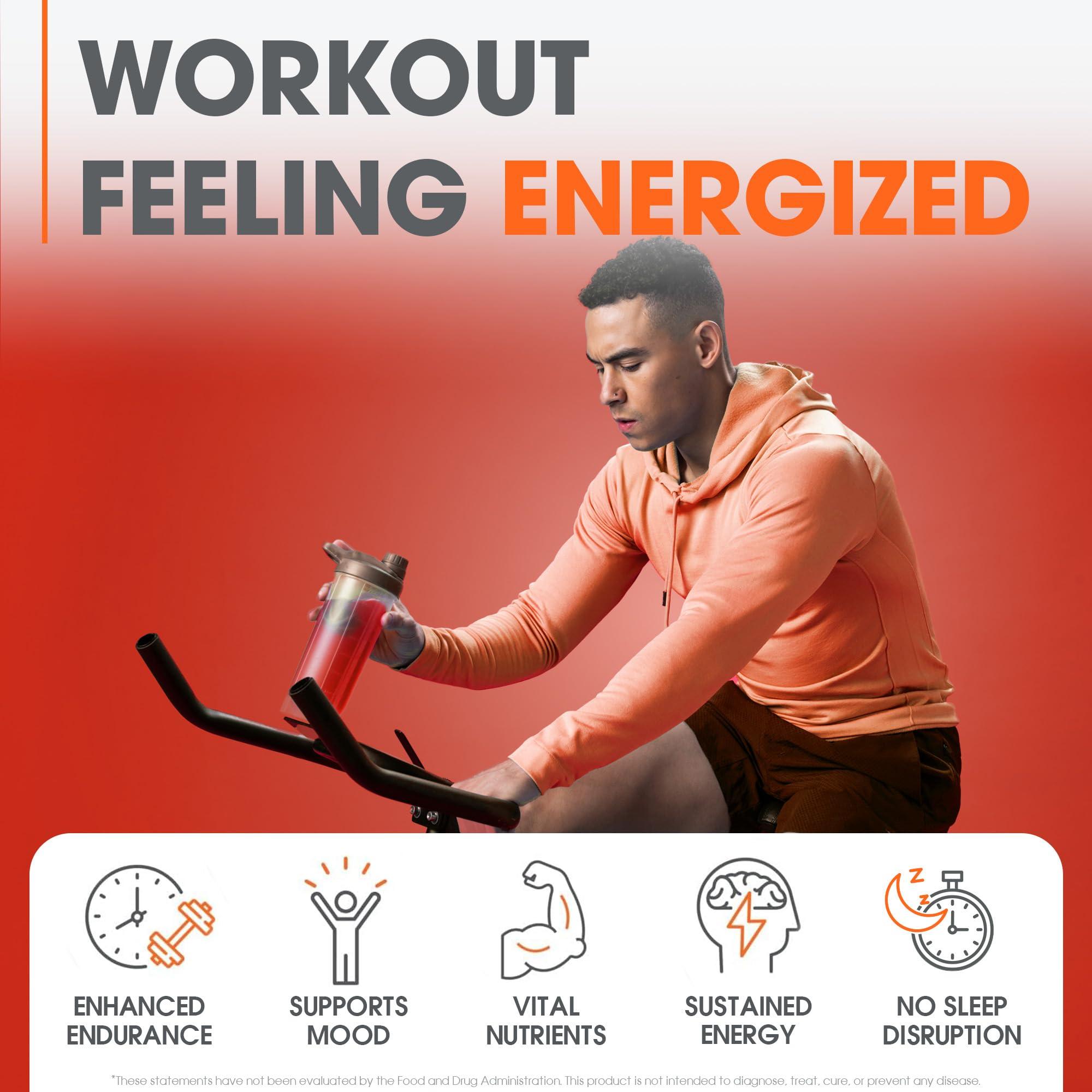 The Genius Brand Genius Energized Pre Workout Powder, Sour Cherry - Caffeine Free Pre-Workout Booster Supplement with Beta Alanine & Alpha GPC - No Artificial Sweetener or Dyes