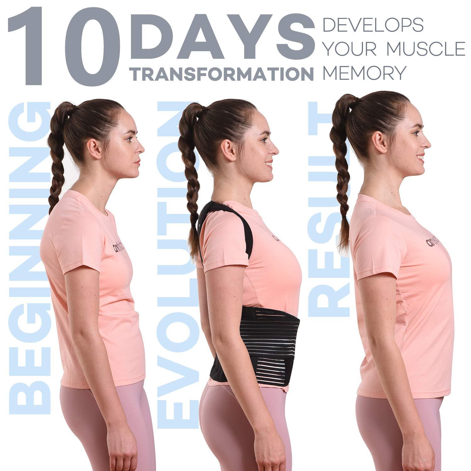 Omples Omples Posture Corrector for Women and Men Thoracic Back Brace Straightener Shoulder Upright Support Trainer for Body Correction and Neck Pain Relief, Small (waist 26-34 inch)