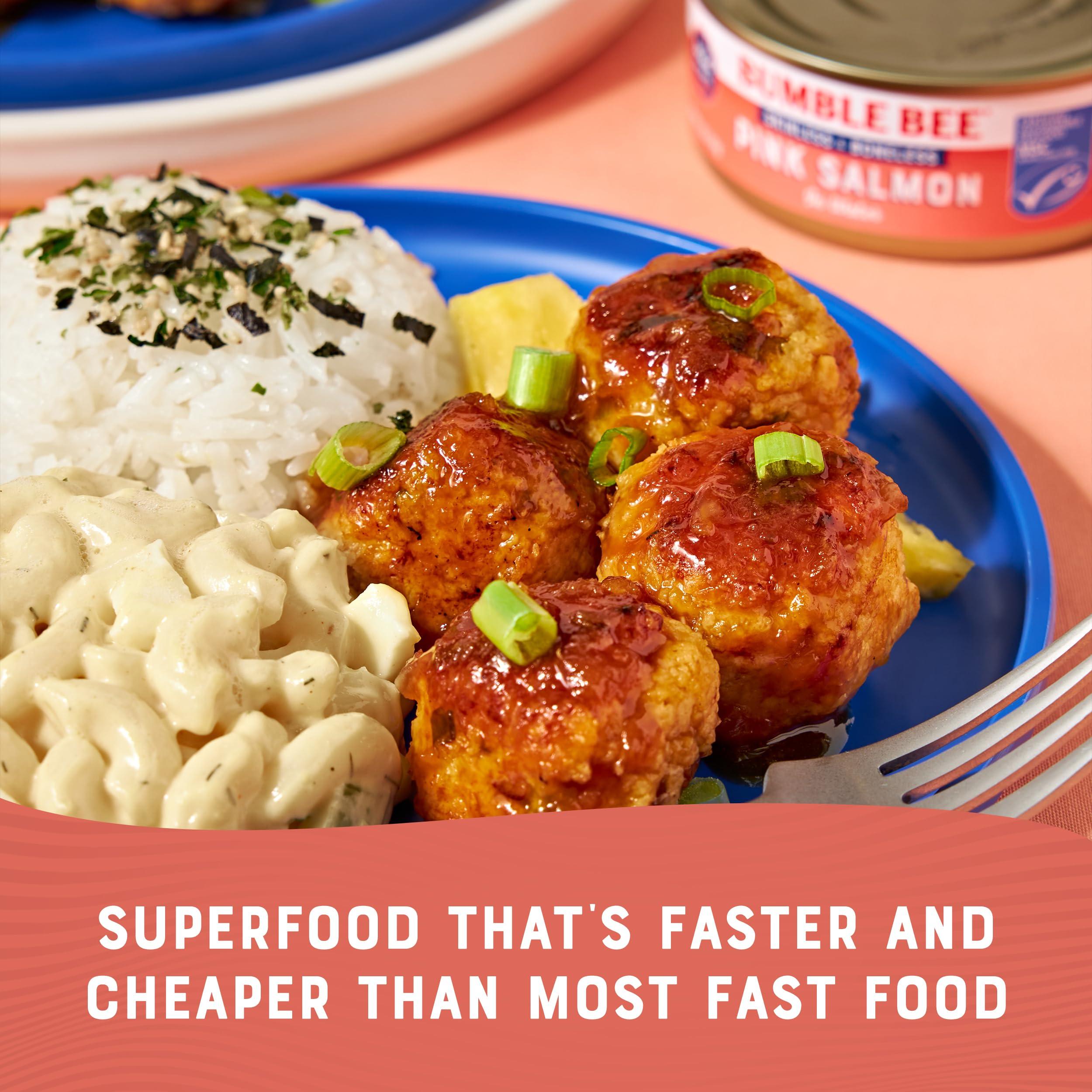 Bumble Bee Bumble Bee Skinless & Boneless Canned Pink Salmon in Water, 5 oz Can - Premium Wild Caught Salmon - 20g Protein per Serving - Gluten Free, Kosher, MSC Certified (Pack of 6)