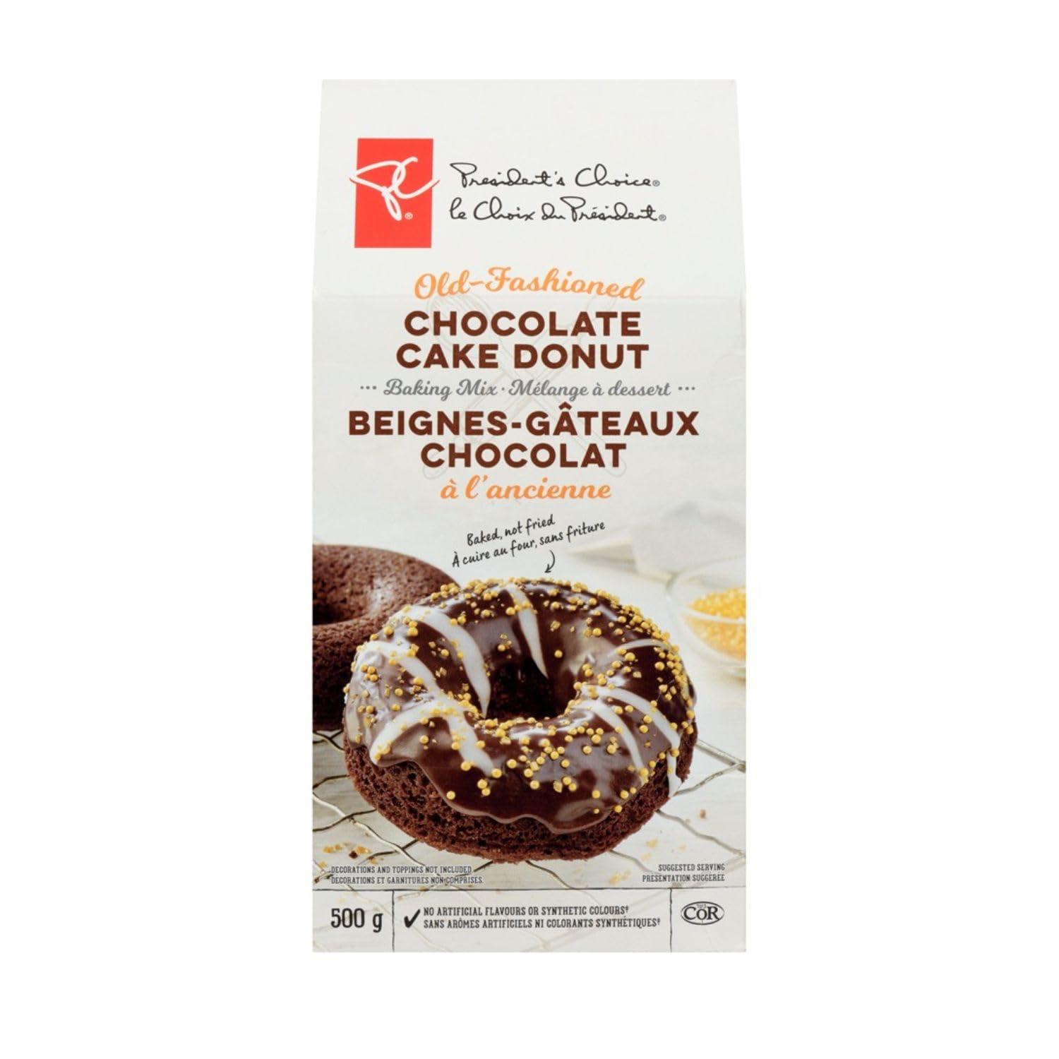 Generic President\'s Choice Old-Fashioned Chocolate Cake Donut Baking Mix, 500g/17.6 oz (Pack of 3) Shipped from Canada