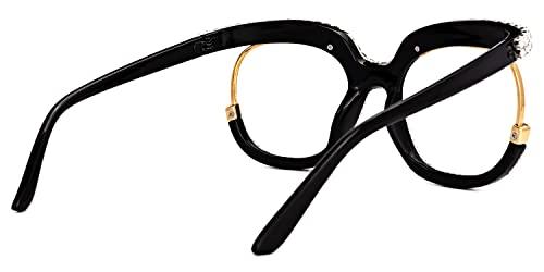VOOGLAM VOOGLAM Oversize Square Glasses for Women Mancha Clear Rhinestone GOX095217-01