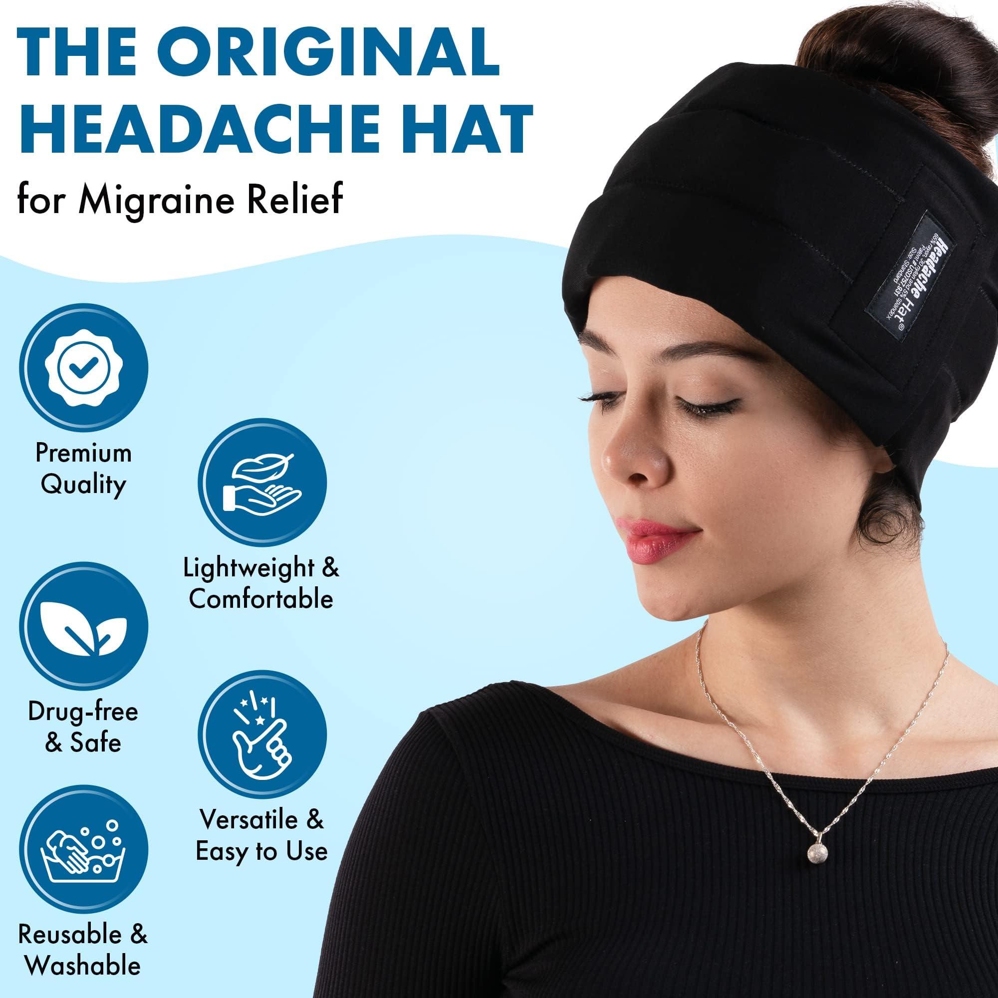 Headache Hat Headache Hat - US Assembly - Long Lasting Ice Cooling Relief - Tension Headache Cap - Migraine Cap for Natural Cooling Therapy - Migraine Mask - Standard Size