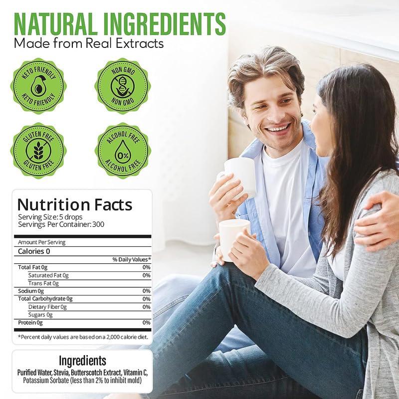 Stevia Select Stevia Select Liquid Stevia Drops, Keto Friendly Liquid Stevia Sweetener, Butterscotch Stevia Drops, Zero Calorie Sweetener Sugar Substitutes Extracted from Sweet Leaf,Sweet Butterscotch Extract 2pk