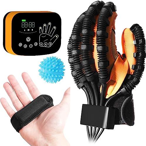 TRWNSO Rehabilitation Robot Gloves Upgrade Hemiplegia Hand Stroke Recovery Equipment with USB Chargeable and Strength Adjustment,Finger Hand Exercise Recovery Equipment (Left Hand M)