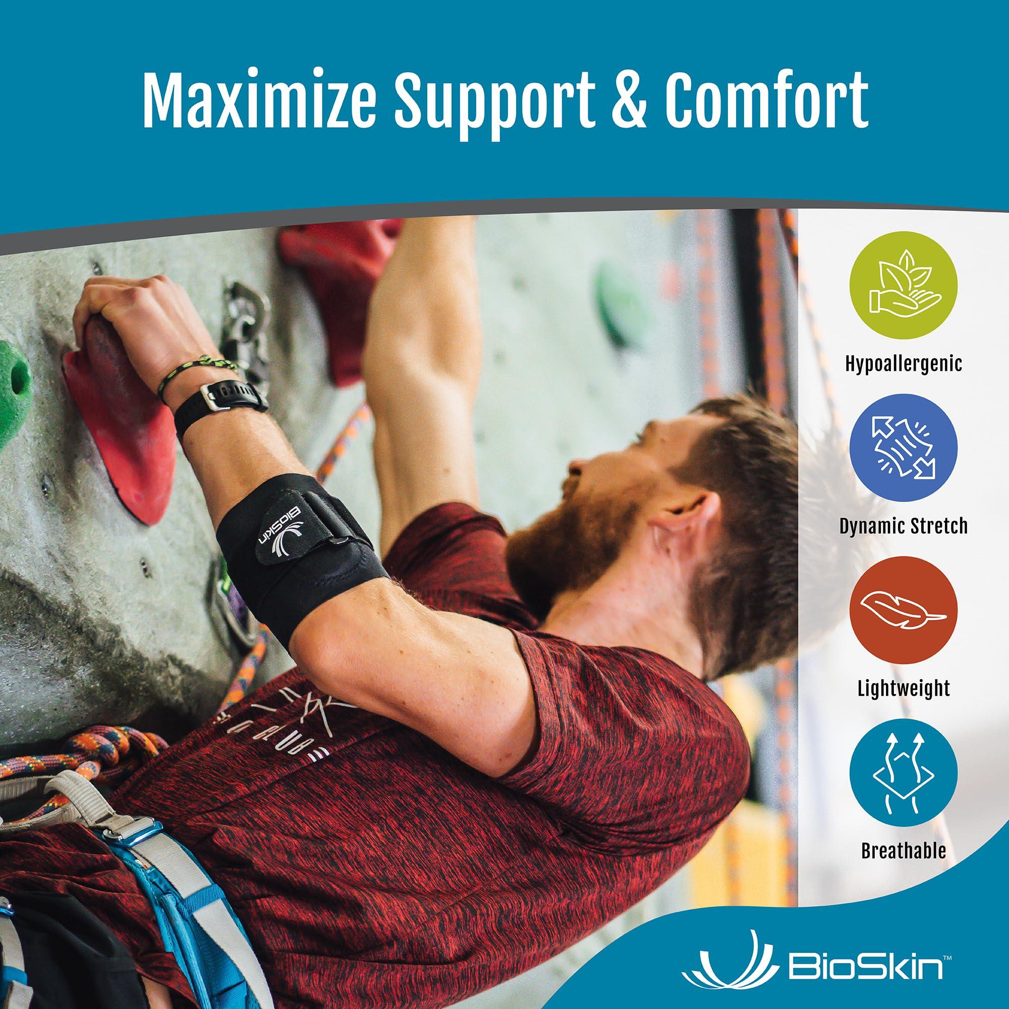 BIOSKIN BioSkin Elbow Brace for Tennis Elbow & Golfers Elbow - Pain Relief Elbow Brace for Men & Women, Reduce Joint Pain, Arthritis, Tendonitis, Bursitis, Workout