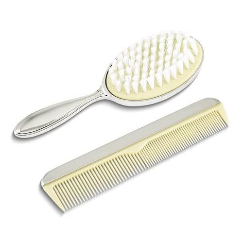 NineLife Basics Silver-tone Teddy Bear Baby Comb and Brush Set